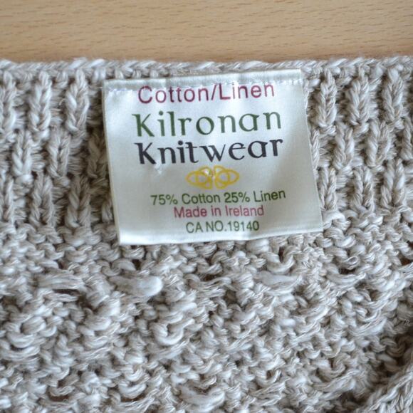 Kilronan Knitwear Irish Knit Cardigan Sweater Tan Linen Blend Size XXL - Picture 3 of 4